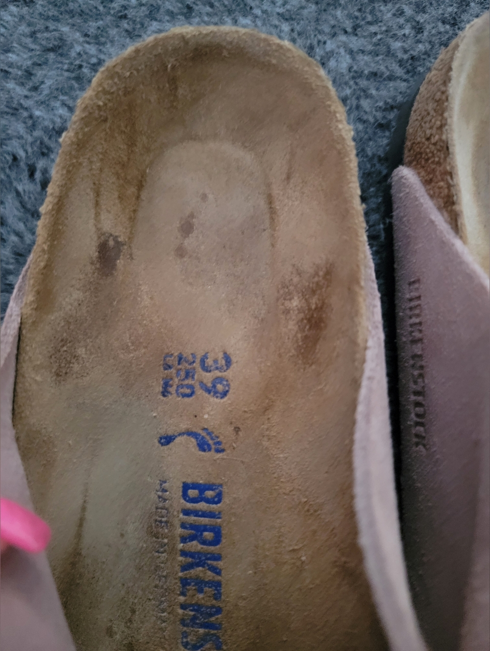 Birkenstock Double Strap Suede Sandals in Light Mauve - Picture 2 of 8